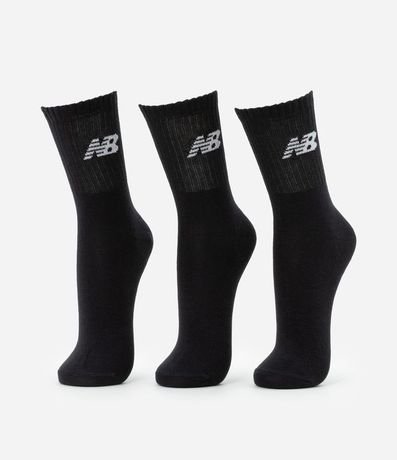 Kit 03 Pares de Medias con Caña Larga Estampa New Balance