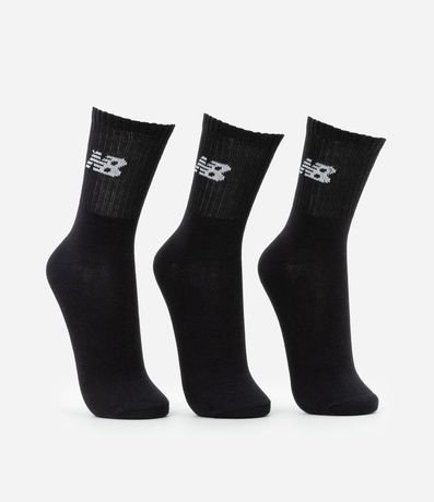 Kit 03 Pares de Medias con Caña Larga Estampa New Balance 2
