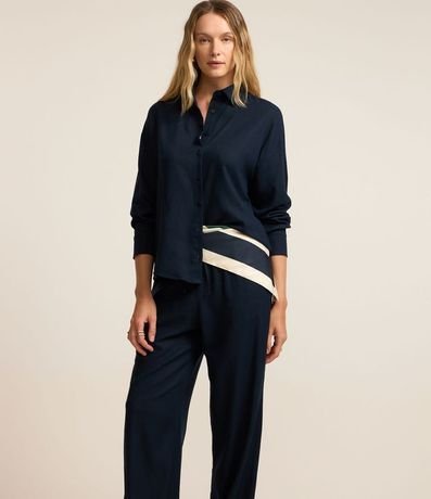 Pantalón en Viscosa y Lino con Lazo en la Cintura 2