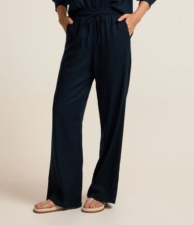 Pantalón en Viscosa y Lino con Lazo en la Cintura 3