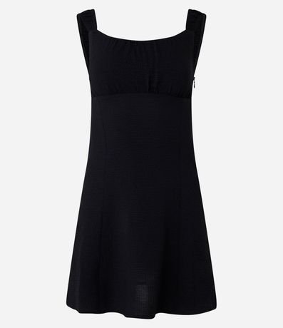 Vestido Corto en Crepé Fruncido y Cremallera Lateral 4