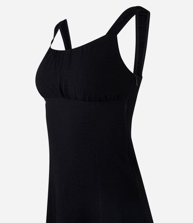 Vestido Corto en Crepé Fruncido y Cremallera Lateral 5