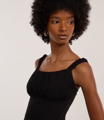 Vestido Corto en Crepé Fruncido y Cremallera Lateral 3