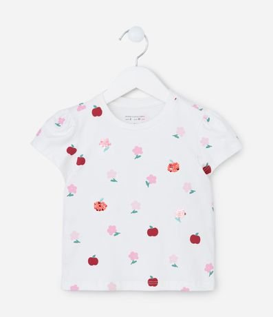 Blusa Infantil con Bordado en Lentejuelas y Estampa Frutas - Talle 1 a 5 años