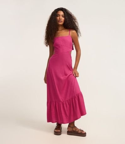 Vestido New Midi en Viscolino con Lastex y Recorte Cutout