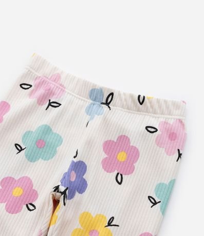Pantalón Legging Infantil acanalada con Estampa flores - Talle 1 a 5 años 4