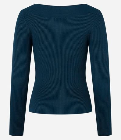Blusa en Punto con Escote Bote y Textura Acanalada 3