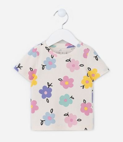 Blusa Infantil Acanalada con Estampa Floral - Talle 1 a 5 años