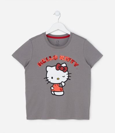 Remera Infantil con Bordado Lentejuela Hello Kitty - Talle 5 a 14 años
