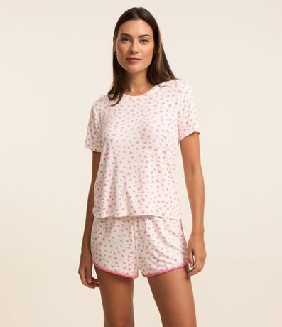 Short De Pijama en Media Malla con Estampa de Corazón