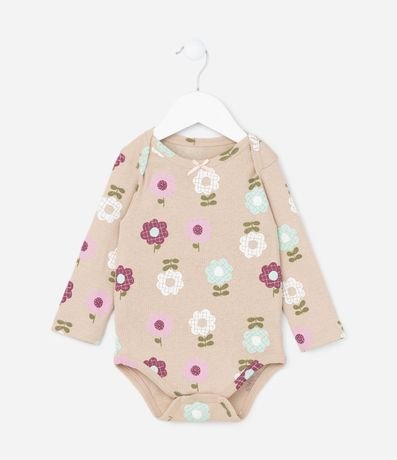 Body Infantil en Algodón con Estampa Floral - Talle RN a 18 meses