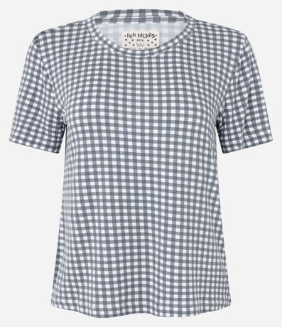 Blusa de Pijama en Viscosa con Estampa de Cuadros 4