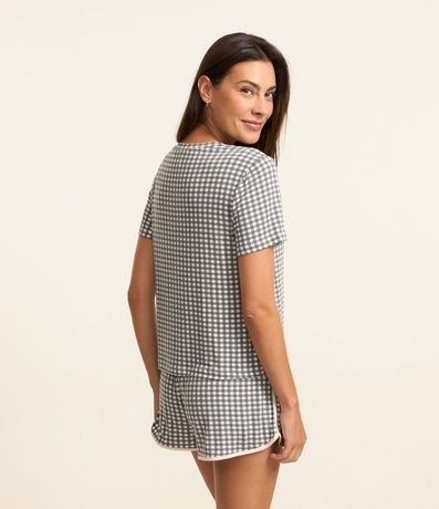 Blusa de Pijama en Viscosa con Estampa de Cuadros 2