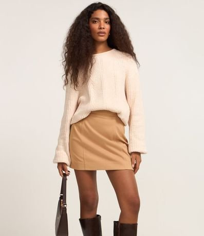 Pollera corta Sastrería con Cintura Alta y Pequeño Bolsillo Lateral 2