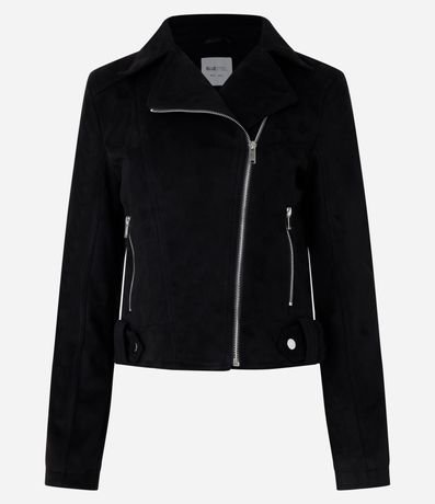 Campera Biker en Gamuza con Bolsillos y Cremallera 4