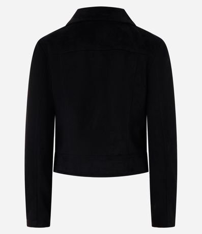 Campera Biker en Gamuza con Bolsillos y Cremallera 5
