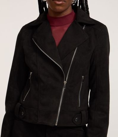 Campera Biker en Gamuza con Bolsillos y Cremallera 3