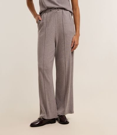 Pantalón Wide Leg Tiro Alto en Chenille con Punto Peinado 4