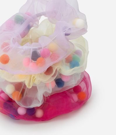 Kit 04 Scrunchies Infantiles en Tul con Mini Pompones - Talle U 2