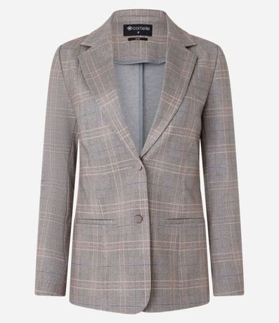 Blazer de Punto Romano a Cuadros con un Solo Botón 6