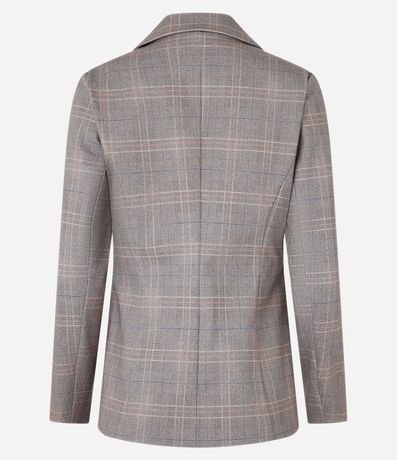 Blazer de Punto Romano a Cuadros con un Solo Botón 7