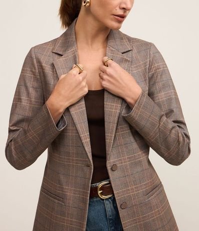Blazer de Punto Romano a Cuadros con un Solo Botón 3