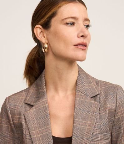 Blazer de Punto Romano a Cuadros con un Solo Botón 5