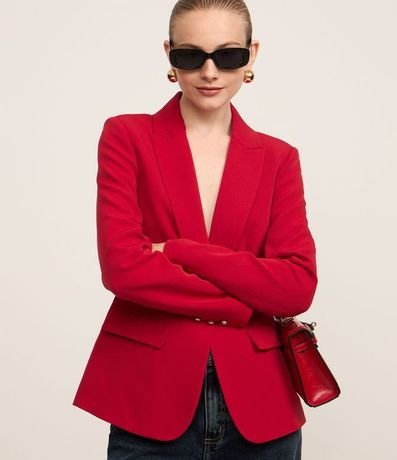 Blazer en Crepé con Botón Solo y Bolsillo con Solapa