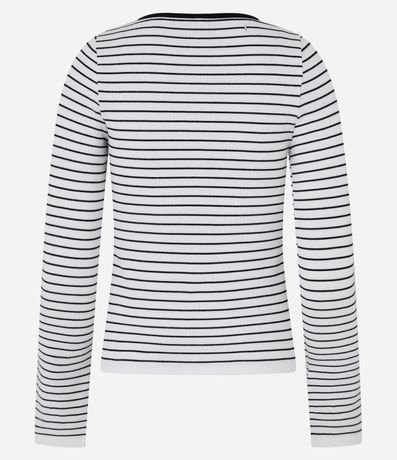 Blusa Texturizada y Rayada en Seamless con Encanje en el Puño 3