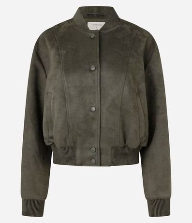 Campera Bomber en Gamuza con Bajo Ayustadas y Recortes 5