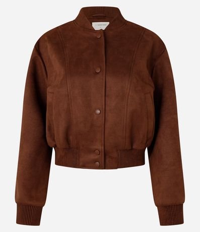 Campera Bomber en Gamuza con Bajo Ayustadas y Recortes 7