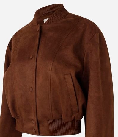 Campera Bomber en Gamuza con Bajo Ayustadas y Recortes 8