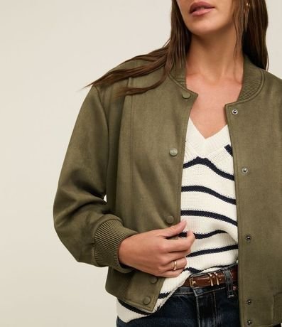 Campera Bomber en Gamuza con Bajo Ayustadas y Recortes 3