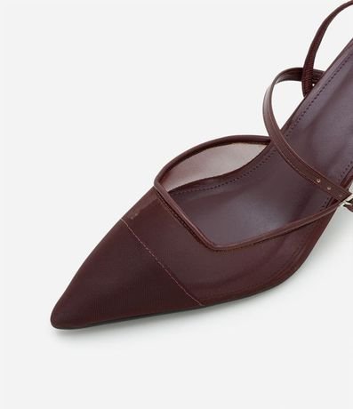 Zapato Tacones Slingback en PU con Recorte de Tela 5