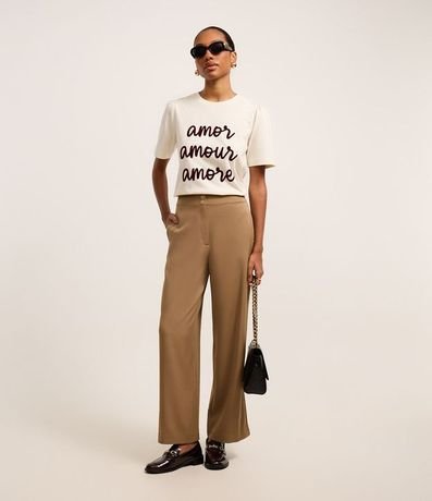Pantalón Wide Leg Sastrería Tiro Alto con Botones Dobles