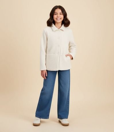 Campera Alargada Infantil en Sherpa - Talle 5 a 14 años