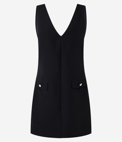 Vestido Corto en Crepé con Escote V Frente y Espalda 6