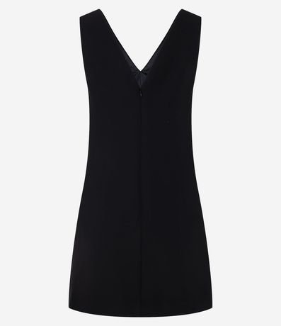 Vestido Corto en Crepé con Escote V Frente y Espalda 7