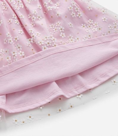 Vestido Infantil en Tule con Estampa de Flores con Purpurina - Talle 0 a 18 meses 7