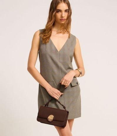 Vestido Corto en Crepé de Cuadros con Botones en las Lapelas 2