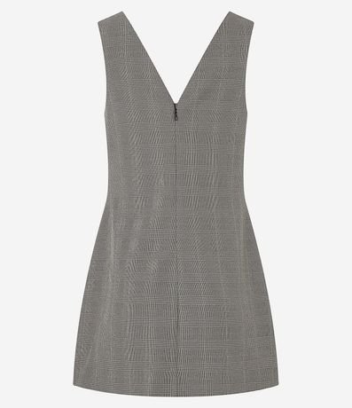 Vestido Corto en Crepé de Cuadros con Botones en las Lapelas 8