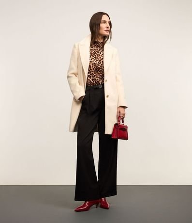 Pantalón Wide Leg Sastrería con Tiro Alto y Cinturón