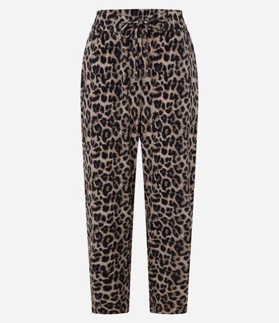Pantalón Pijama Tiro Alto en Crepé Estampa Animal Print Leopardo 6
