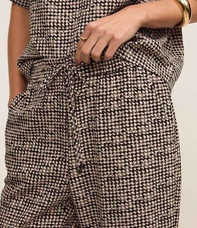 Pantalón Pijama Cintura Alta en Crepé Pied-de-Poule 4