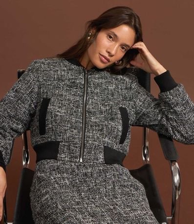 Campera Bomber en Tweed con Detalles en Rib 4