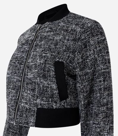 Campera Bomber en Tweed con Detalles en Rib 6