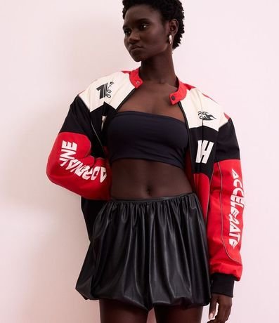 Pollera Balonê Corta en PU con Cintura Limpo