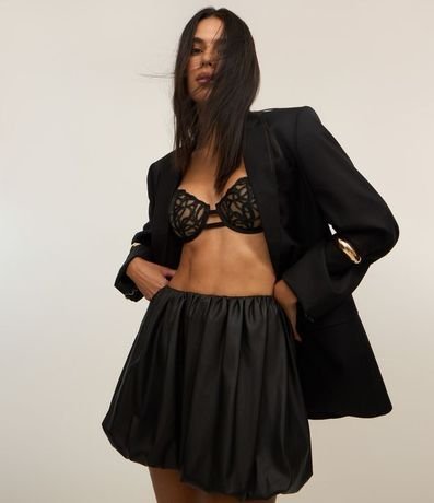 Pollera Balonê Corta en PU con Cintura Limpo 4