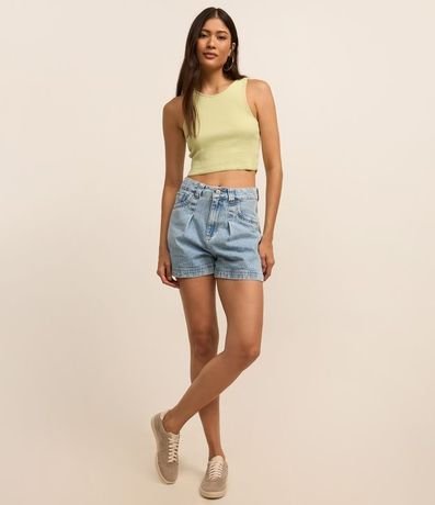 Blusa Cropped sin Mangas en Algodón Acanalado 2