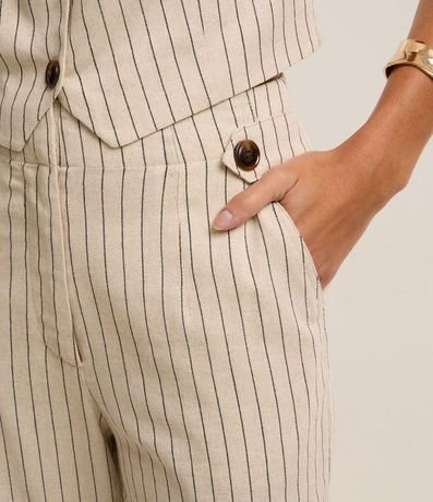 Pantalón Femenino Recto de Cintura Alta en Viscosa Twill con Lino 4